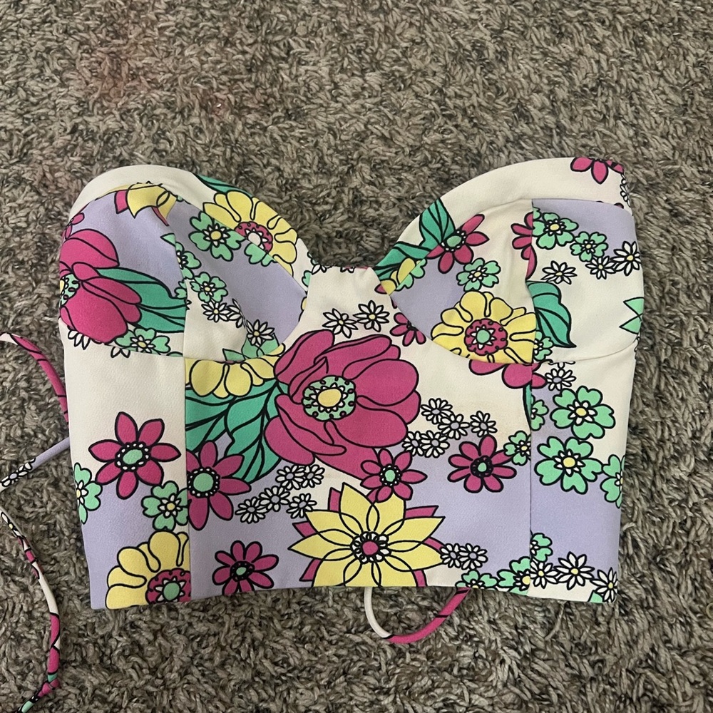 Zara Floral Bustier Top - Multicolor